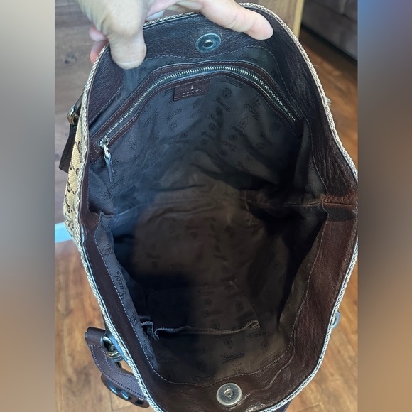 Auth Gucci GG Canvas Tote Shoulder Bag Brown/Goldtone Canvas/Leather - Picture 12 of 17